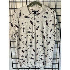 Croft & Barrow Sport Polo Shirt Mens Size L Tall American Flag Patriotic Golf No